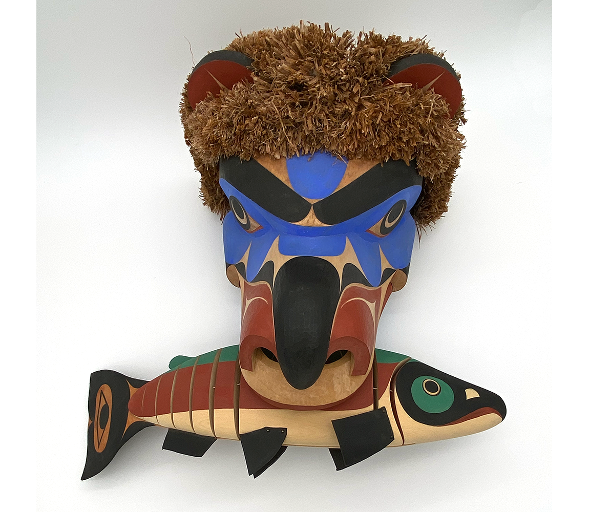 Bear Catching a Salmon Carved Mask - David Stephens